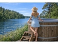 Trätrappsteg badtunna