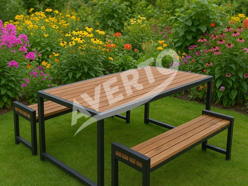 Trädgårdsbord IRONWOOD med 2 bänkar