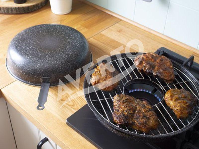 Grillpanna för inomhusbruk med galler