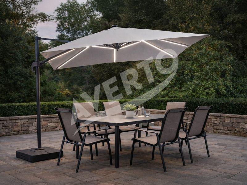 Grey ROMA-LED 3x3 m garden parasol with LED | Averto